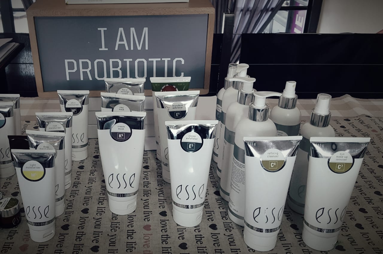 Professional Esse skincare products used in training at Helderberg School of Beauty